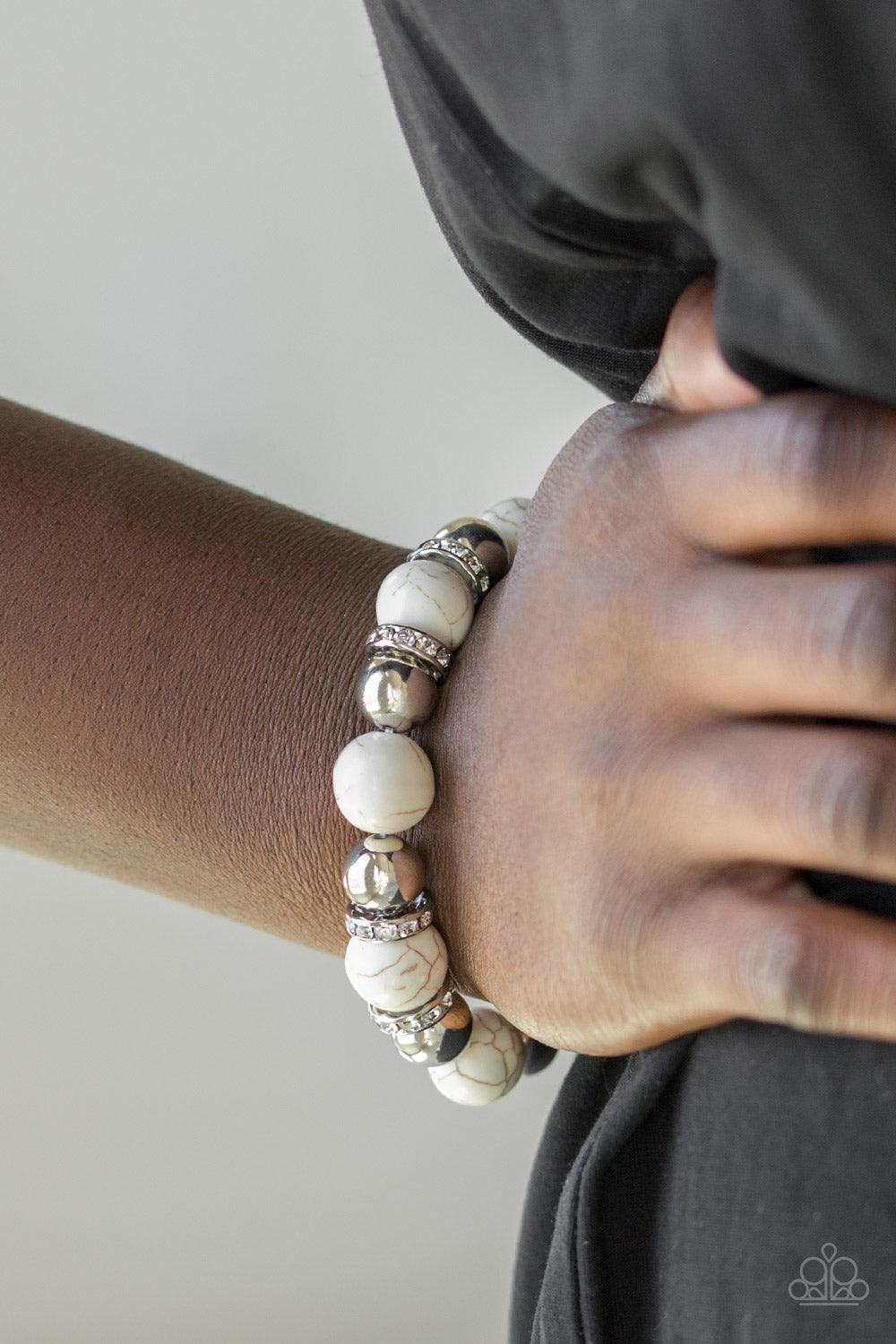 Paparazzi Accessories-Ruling Class Radiance - White Bracelet