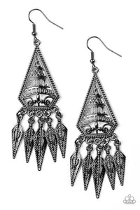 Paparazzi Accessories-Me Oh MAYAN - Black Earrings