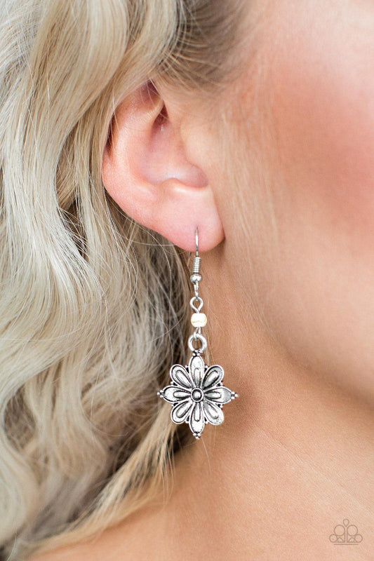 Paparazzi Accessories-Cactus Blossom - White Earrings