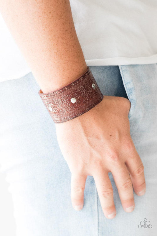 Paparazzi Accessories-Boots and Broncos - Brown Bracelet