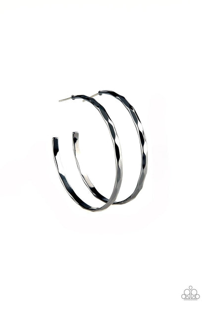 Paparazzi Accessories - Geo Edge - Black Hoop Earrings 