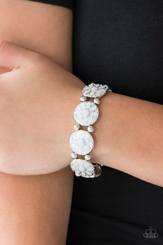 Paparazzi Accessories-Dancing Dahlias - Silver Bracelet
