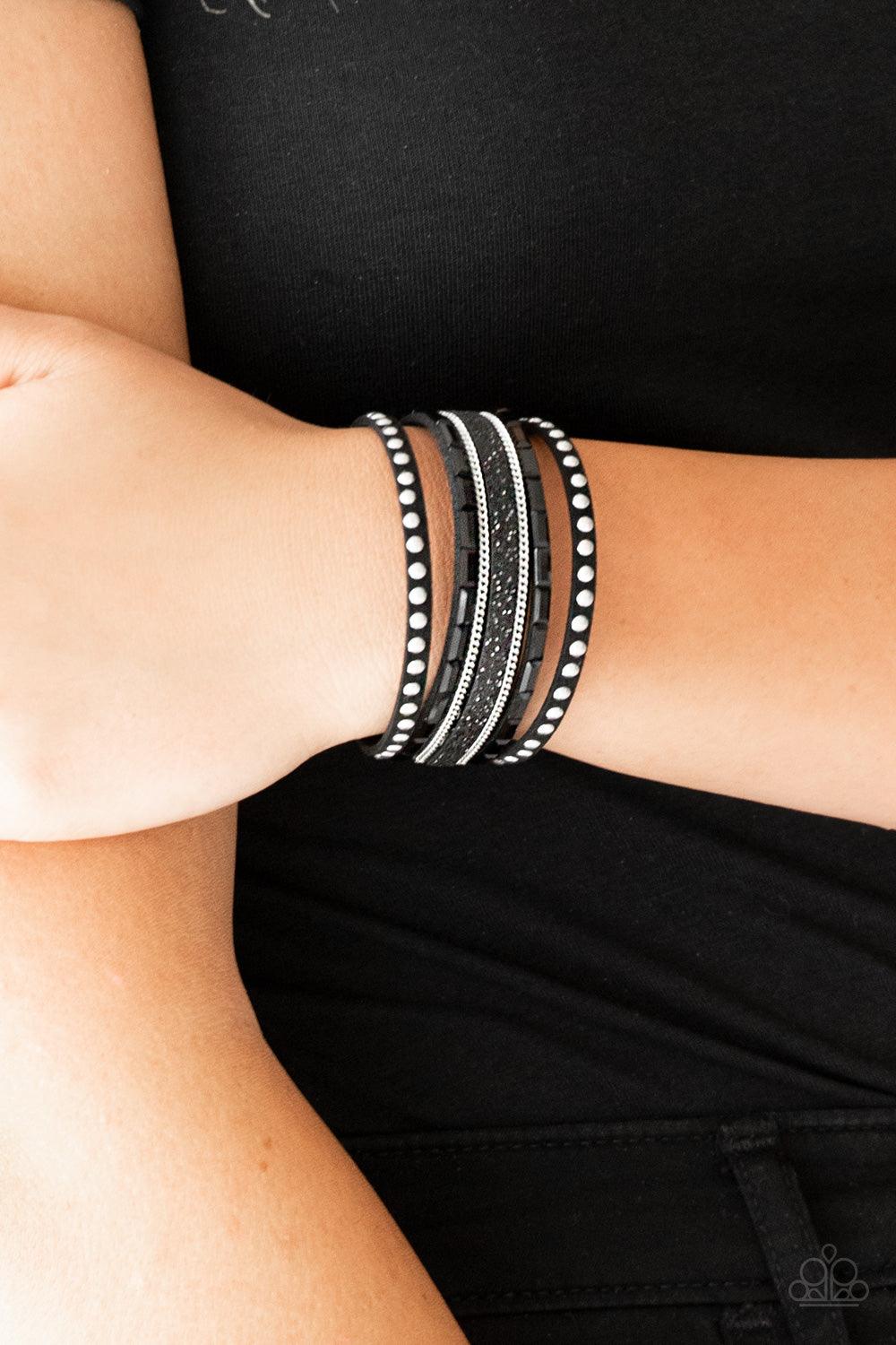 Paparazzi Accessories-Seize The Sass - Black Wrap Bracelet