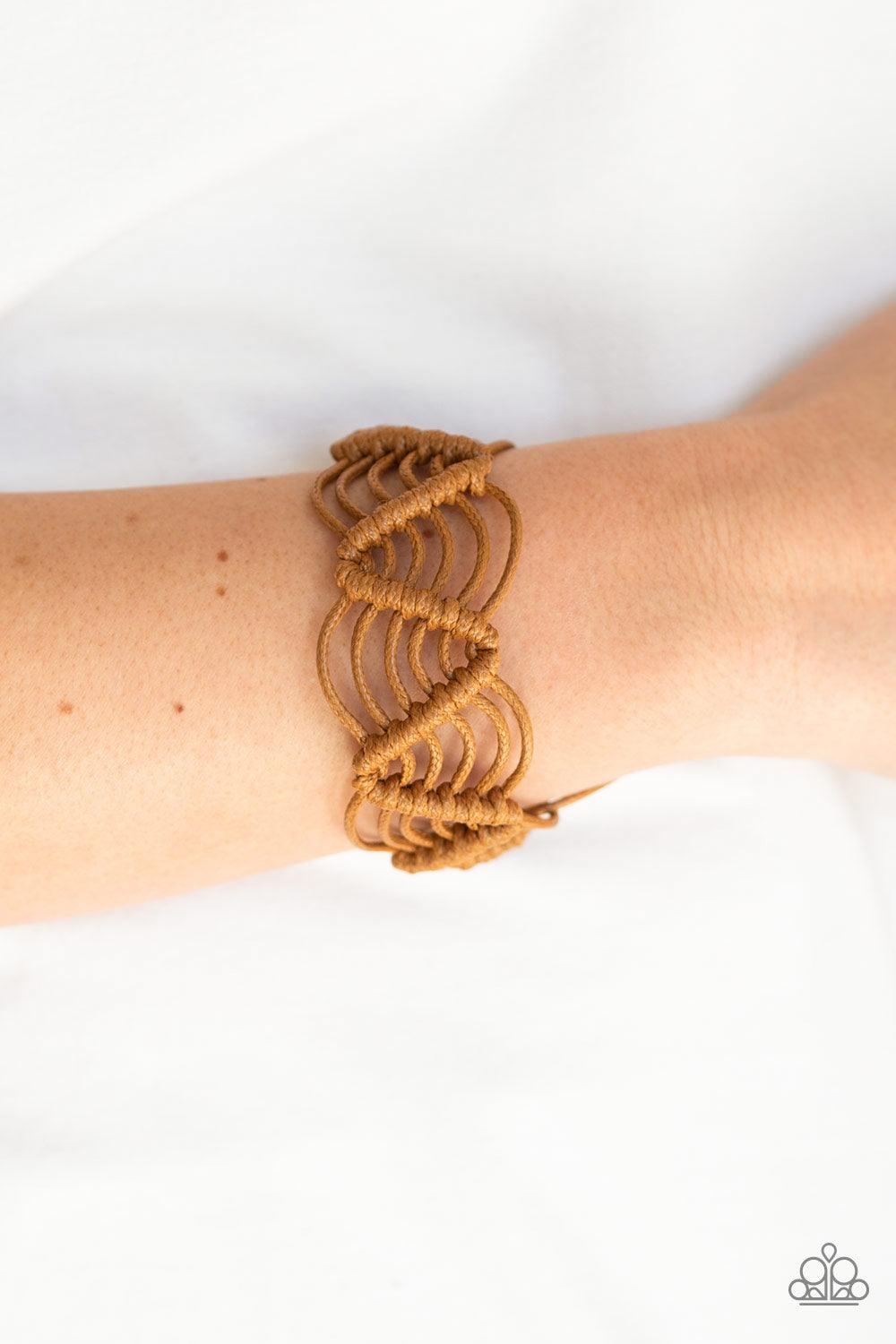 Paparazzi Accessories-Rise To The Bait - Brown Urban Bracelet - jewelrybybretta