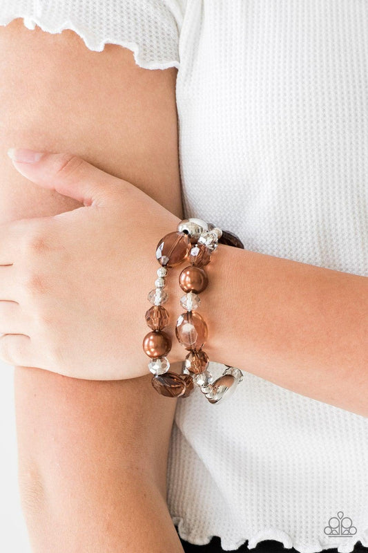 Paparazzi Accessories-Downtown Dazzle - Brown Bracelets