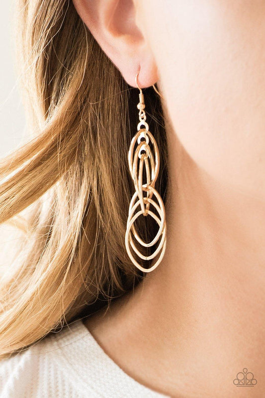 Paparazzi Accessories-Tangle Tango - Gold Earrings