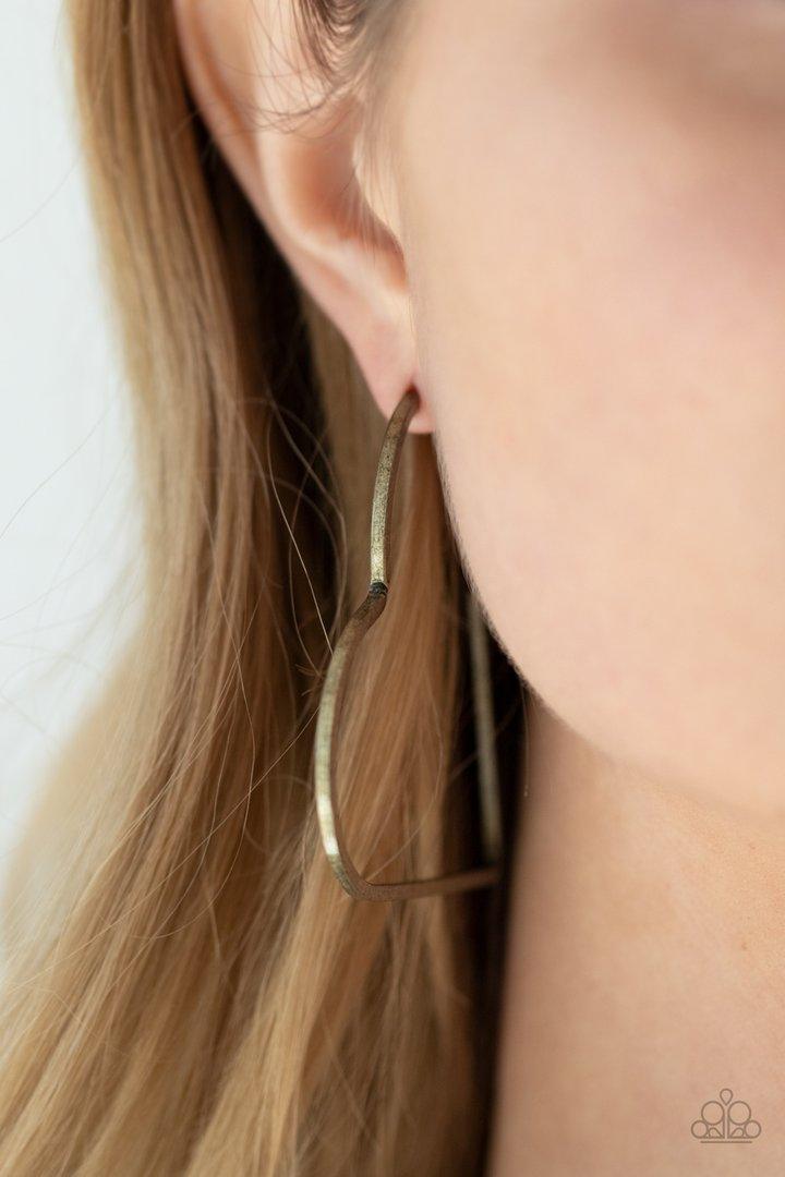 Paparazzi Accessories-I HEART a Rumor Brass Earrings