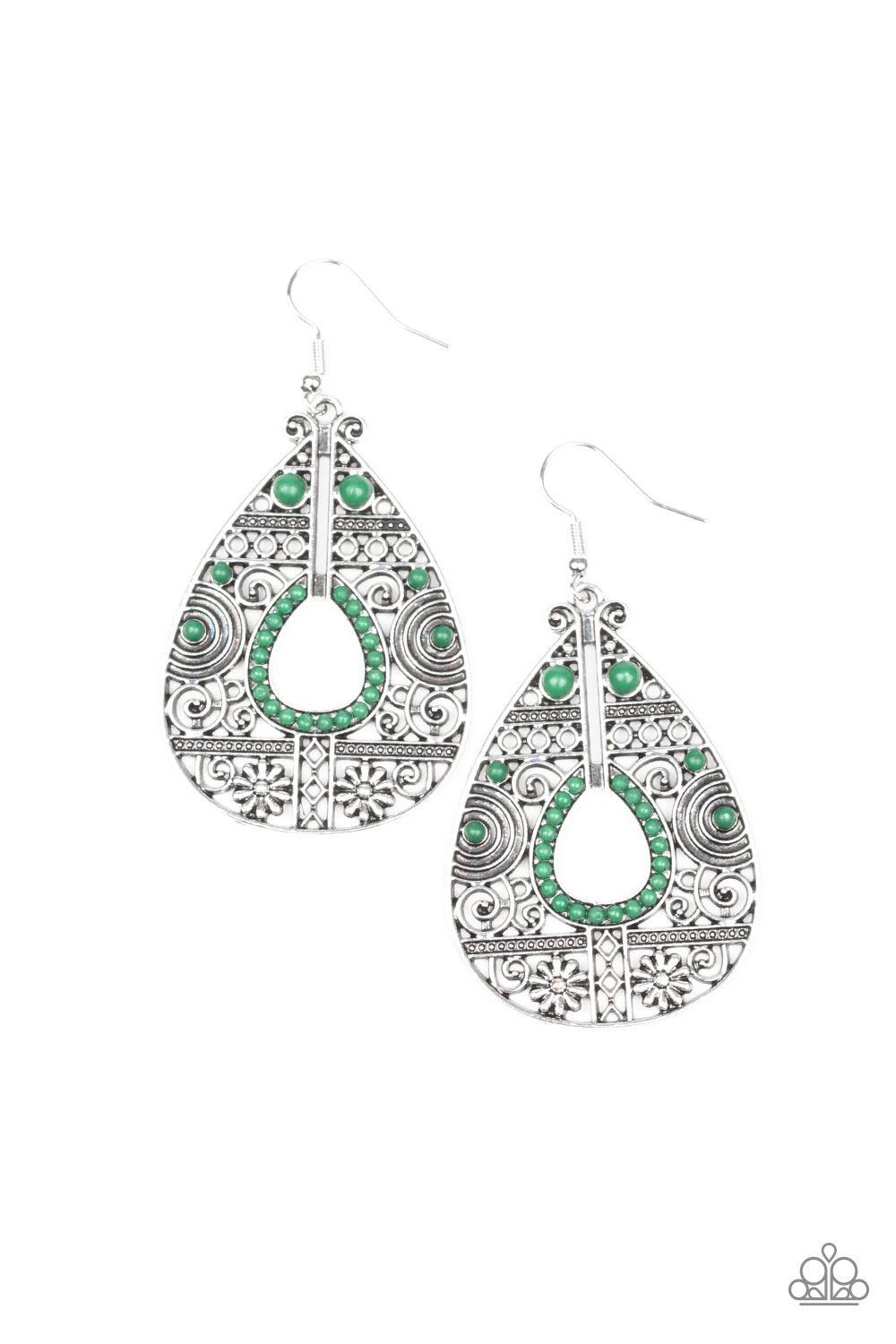 Paparazzi Accessories-Malibu Gardens - Green Earrings