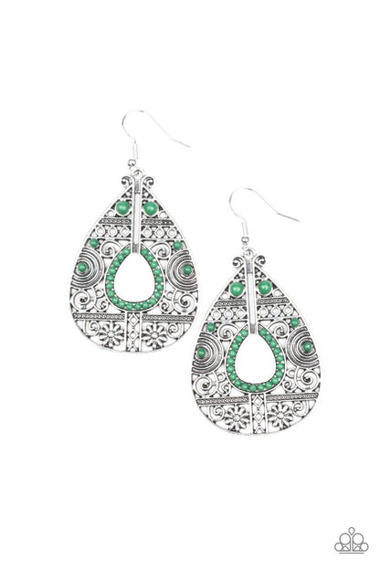 Paparazzi Accessories-Malibu Gardens - Green Earrings