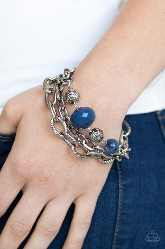 Paparazzi Accessories-Mega Malibu - Blue Bracelet - jewelrybybretta