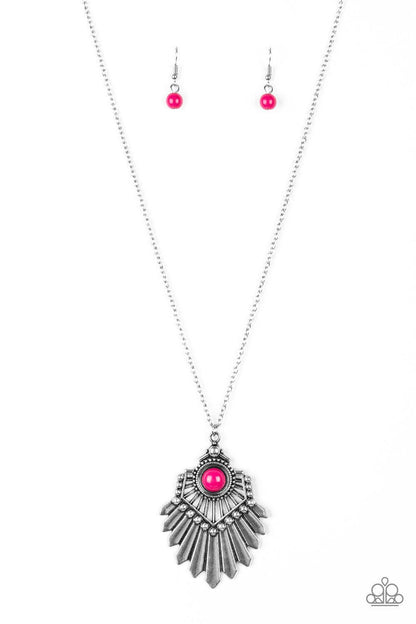 Paparazzi Accessories-Inde-PENDANT Idol - Pink Necklace