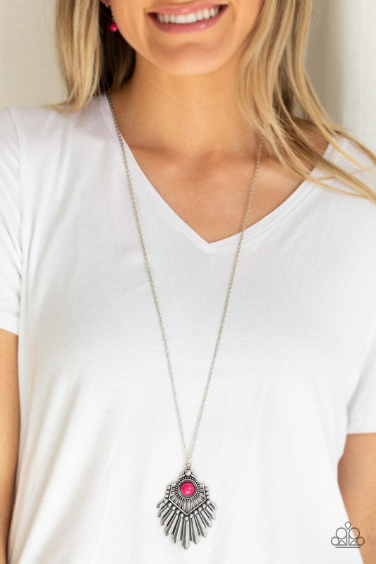 Paparazzi Accessories-Inde-PENDANT Idol - Pink Necklace