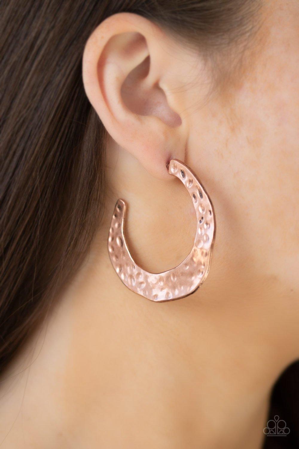 Paparazzi Accessories-The HOOP Up - Copper Earrings