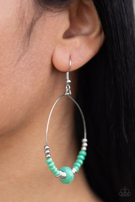 Paparazzi Accessories-Retro Rural - Green Earrings