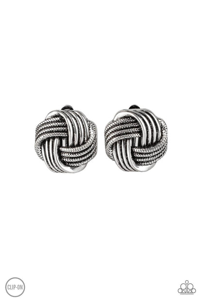 Paparazzi Accessories-Noticeably Knotted - Silver Earrings - jewelrybybretta