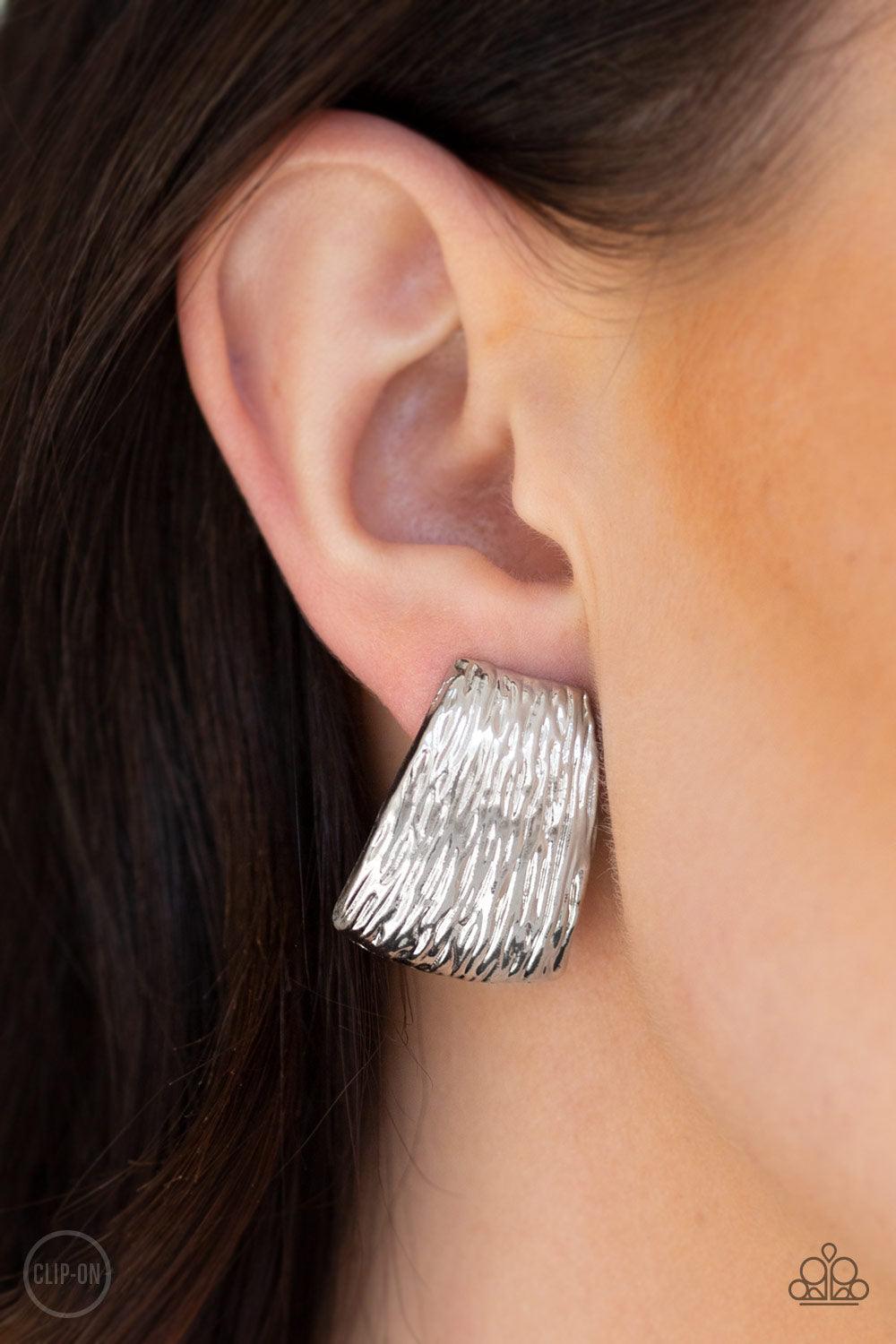 Paparazzi Accessories-Superstar Shimmer - Silver Earrings - jewelrybybretta