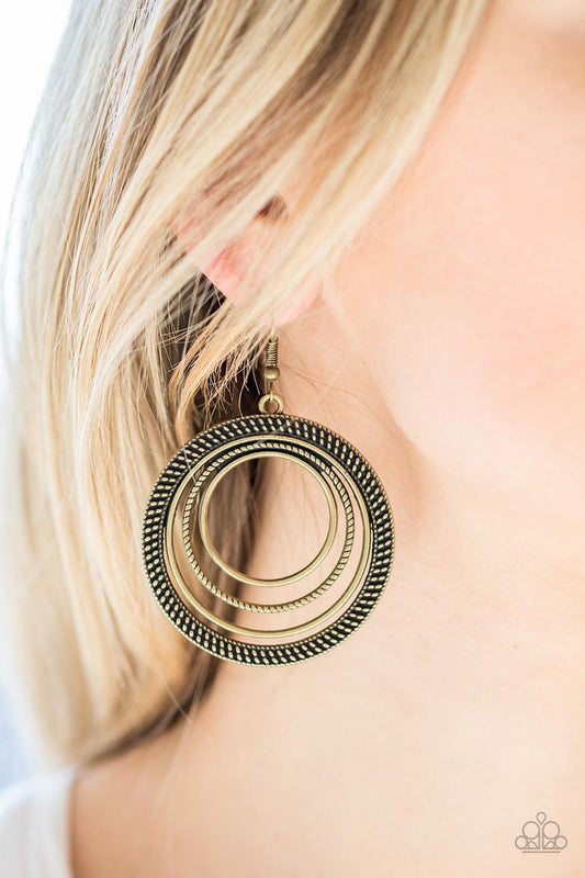Paparazzi Accessories-Totally Textured - Brass Earrings