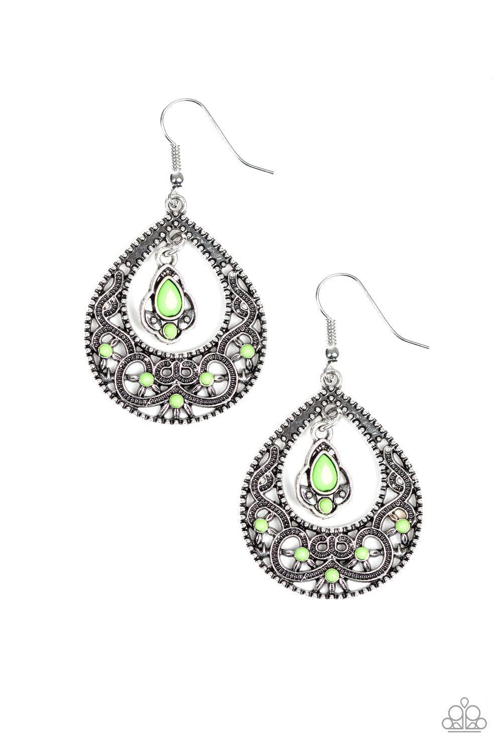 Paparazzi Accessories-All-Girl Glow - Green Earrings