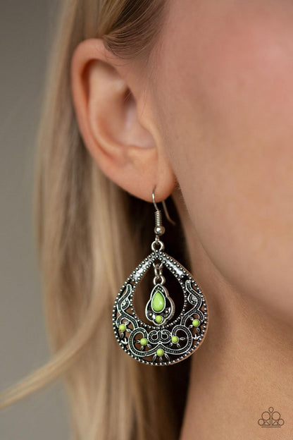 Paparazzi Accessories-All-Girl Glow - Green Earrings