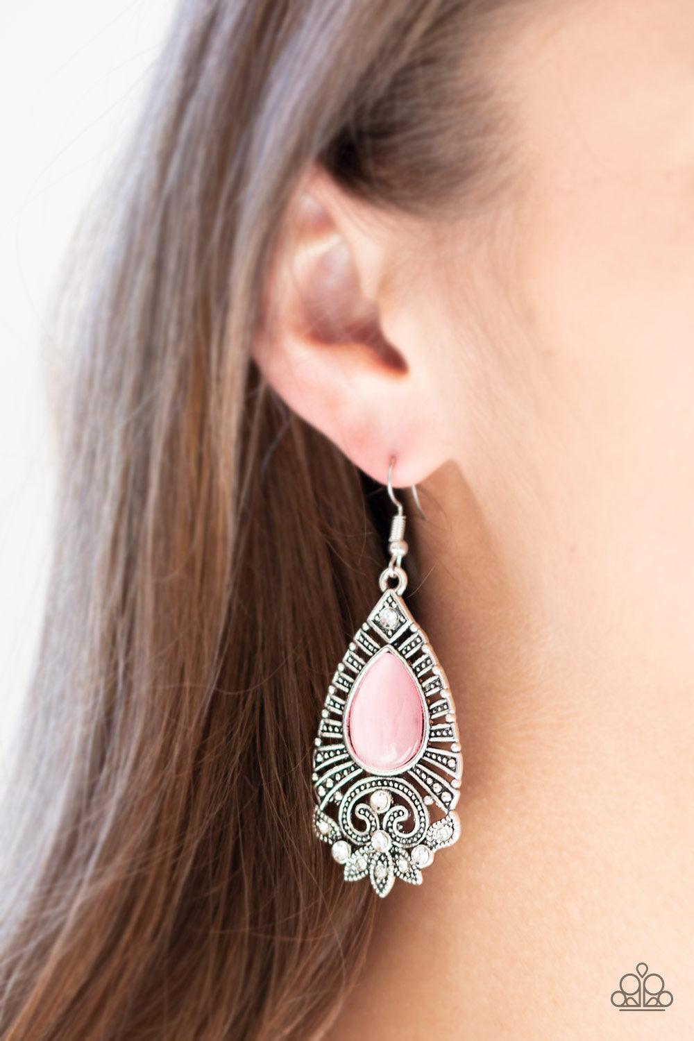 Paparazzi Accessories-Majestically Malibu - Pink Earrings