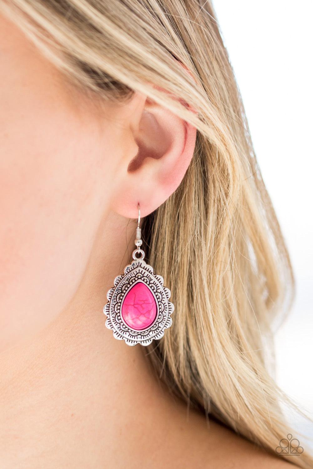 Paparazzi Accessories-Mesa Mustang - Pink Earrings