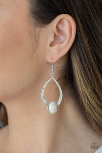 Paparazzi Accessories - Pony Up - White Earrings 