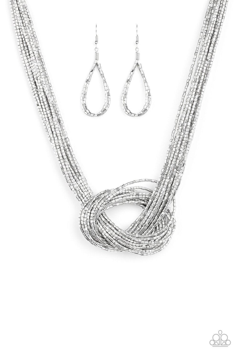 Paparazzi Accessories-Knotted Knockout - Silver Necklace