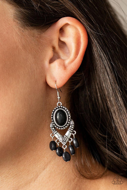 Paparazzi Accessories-Southern Sandstone - Black Earrings