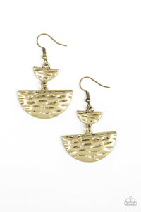 Paparazzi Accessories-Triassic Triangles - Brass Earrings