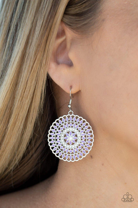 Paparazzi Accessories-PINWHEEL and Deal - Purple Earrings