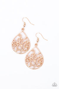 Paparazzi Accessories-Enchanted Vines - Rose Gold Earrings