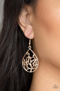 Paparazzi Accessories-Enchanted Vines - Rose Gold Earrings
