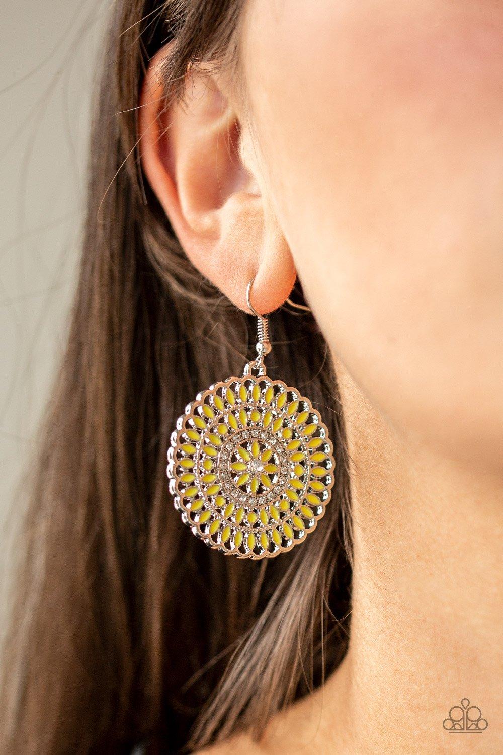 Paparazzi Accessories-PINWHEEL and Deal - Yellow Earrings