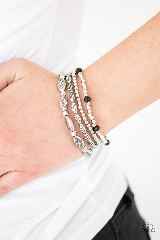 Paparazzi Accessories-Full Of WANDER - Black Stretch Bracelets - jewelrybybretta