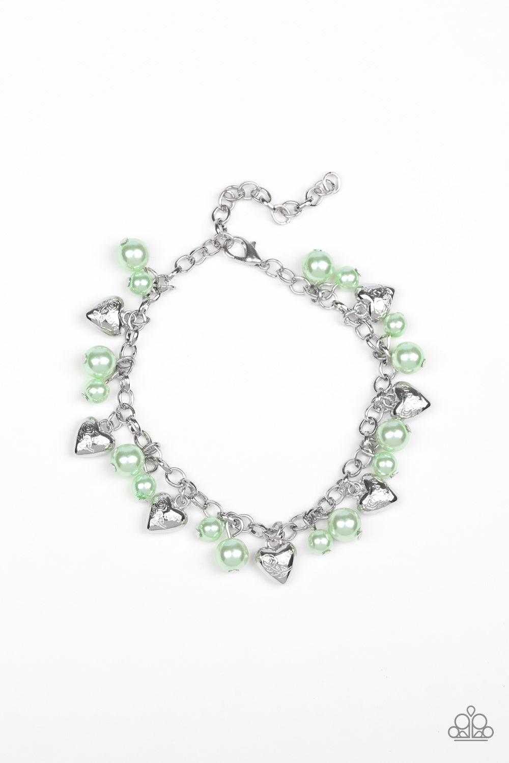 Paparazzi Accessories-One Of A Kind-HEARTED - Green Bracelet