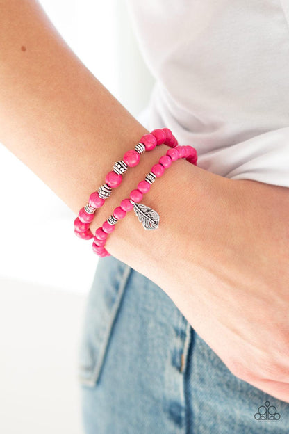 Paparazzi Accessories-Desert Dove - Pink Bracelets