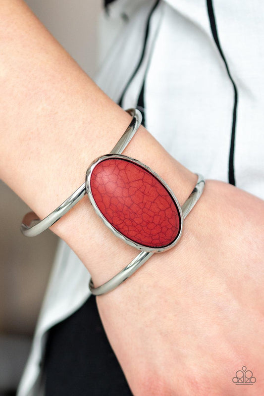 Paparazzi Accessories-Desert Empress - Red Cuff Bracelet