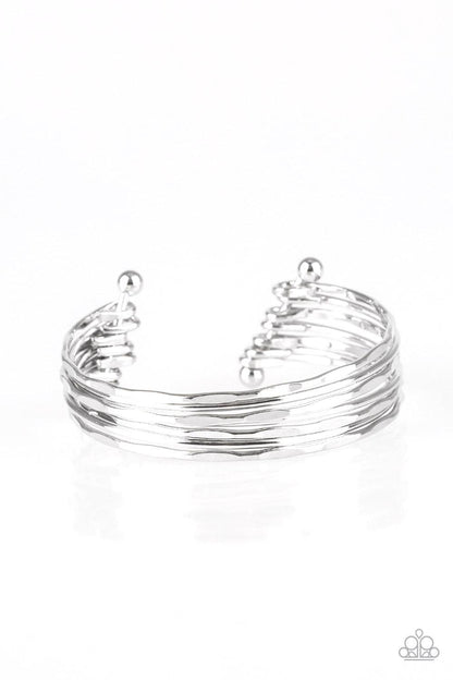 Paparazzi Accessories-Timelessly Textured - Silver Cuff Bracelet - jewelrybybretta