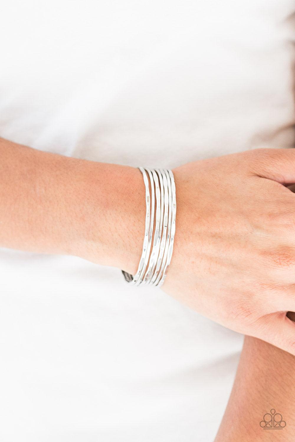 Paparazzi Accessories-Timelessly Textured - Silver Cuff Bracelet - jewelrybybretta