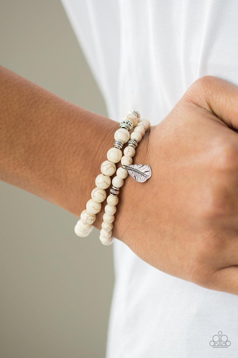 Paparazzi Accessories-Desert Dove - White Bracelets