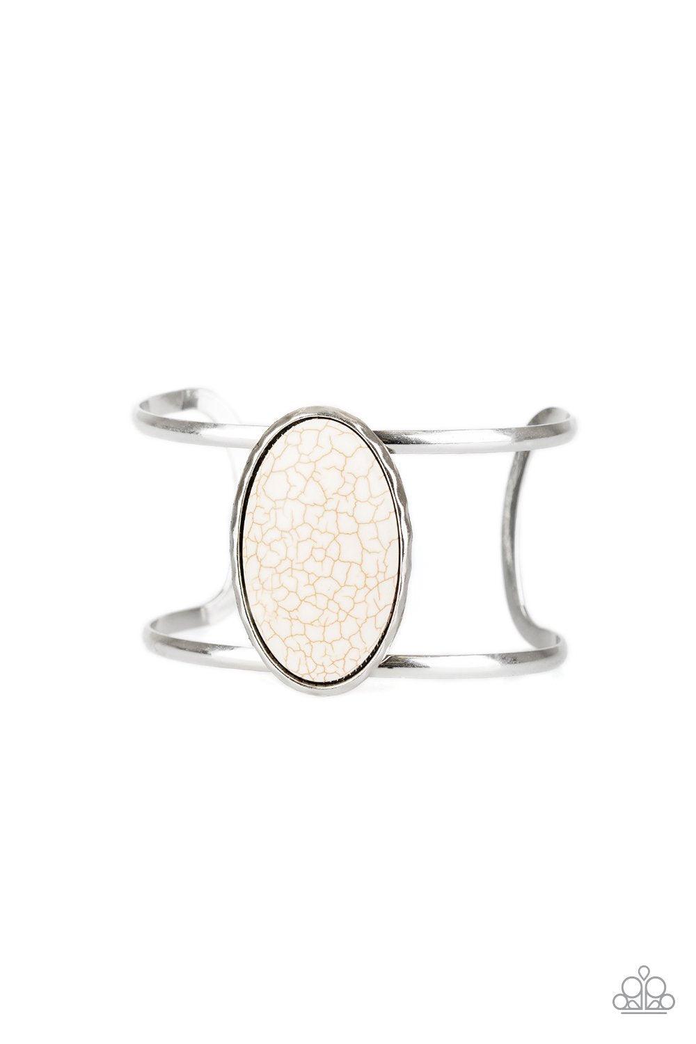 Paparazzi Accessories-Desert Empress - White Cuff Bracelet