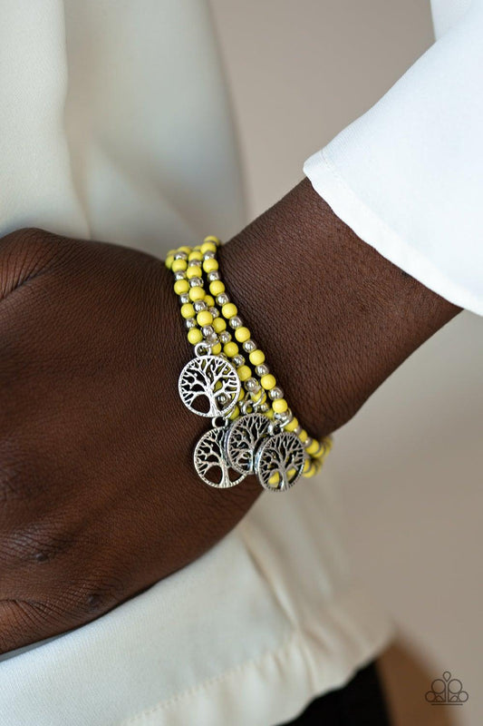 Paparazzi Accessories-Plant A Tree - Yellow Bracelets