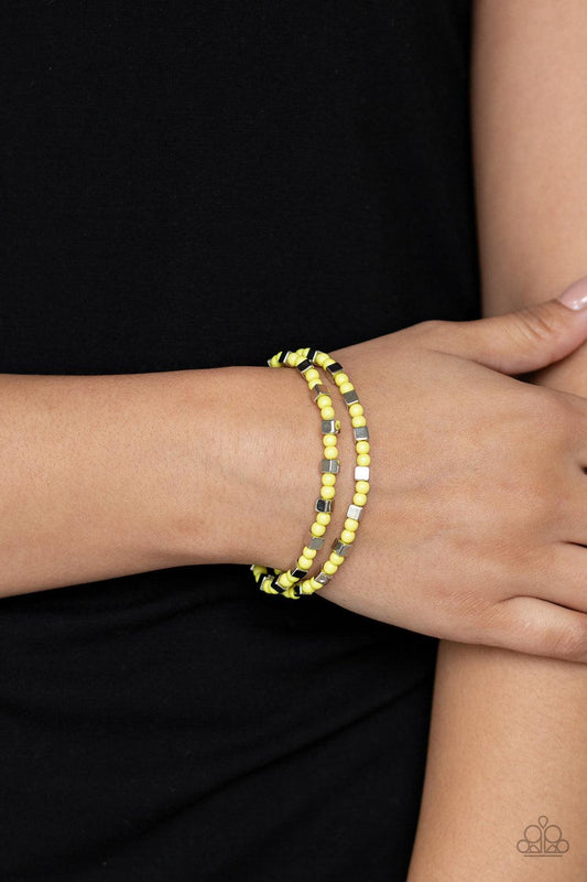 Paparazzi Accessories-Trendy Tribalist - Yellow Bracelet