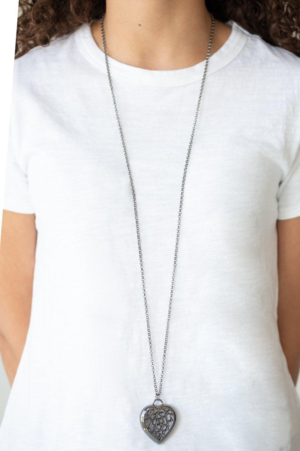 Paparazzi Accessories-Victorian Valentine - Black Necklace