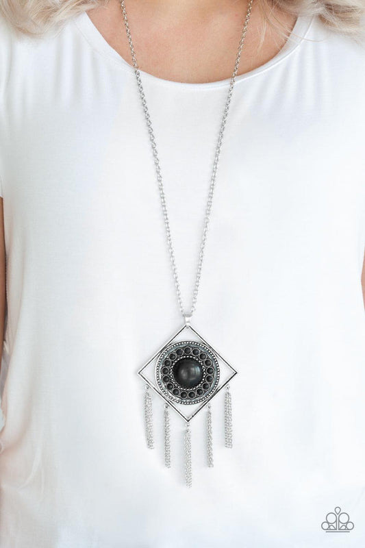 Paparazzi Accessories-Sandstone Solstice - Black Necklace
