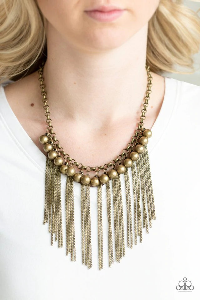 Powerhouse Prowl Brass Necklace - Jewelry by Bretta