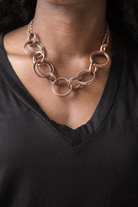 Paparazzi Accessories-Jump Into The Ring - Copper Necklace