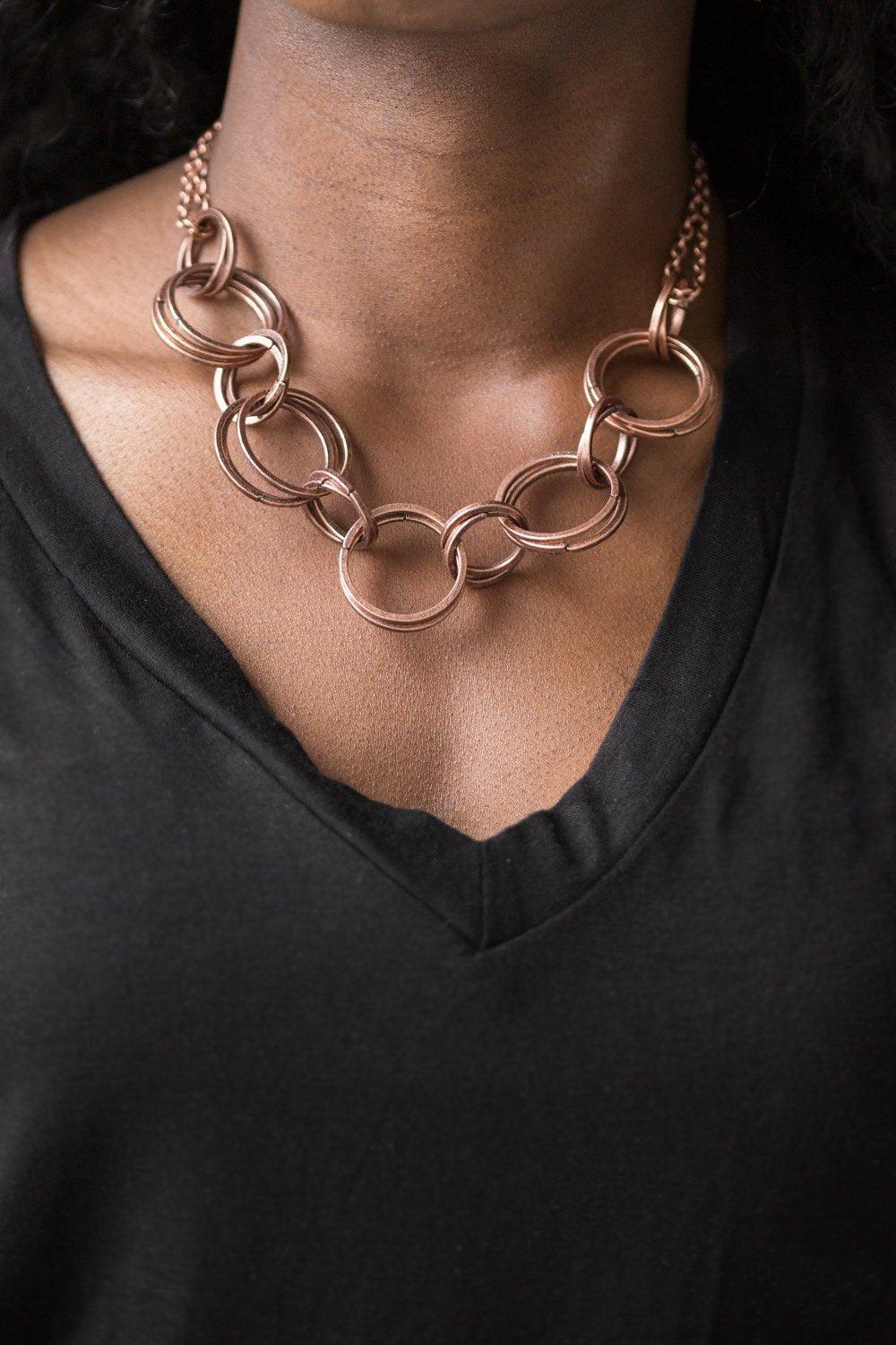 Paparazzi Accessories-Jump Into The Ring - Copper Necklace