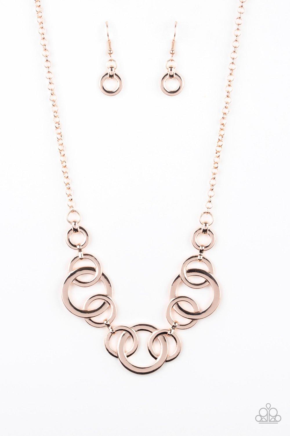 Paparazzi Accessories-Going In Circles - Rose Gold Necklace