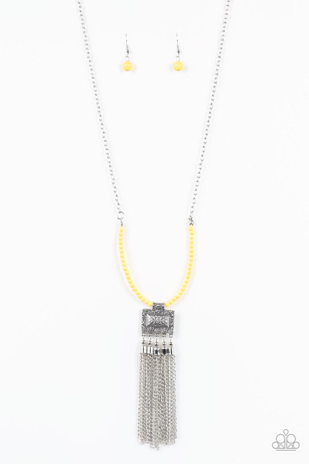 Paparazzi Accessories-Mayan Masquerade - Yellow Necklace